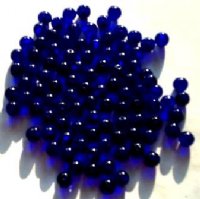 100 6mm Transparent Cobalt Round Glass Beads